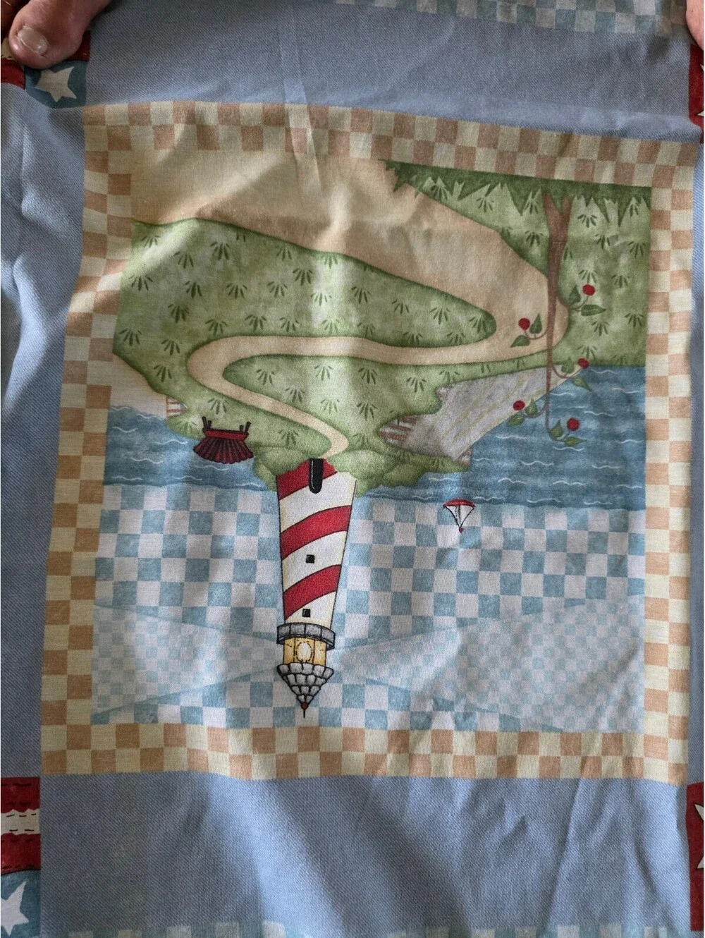 Nautical Lighthouse Patterned Fabric shower curtin